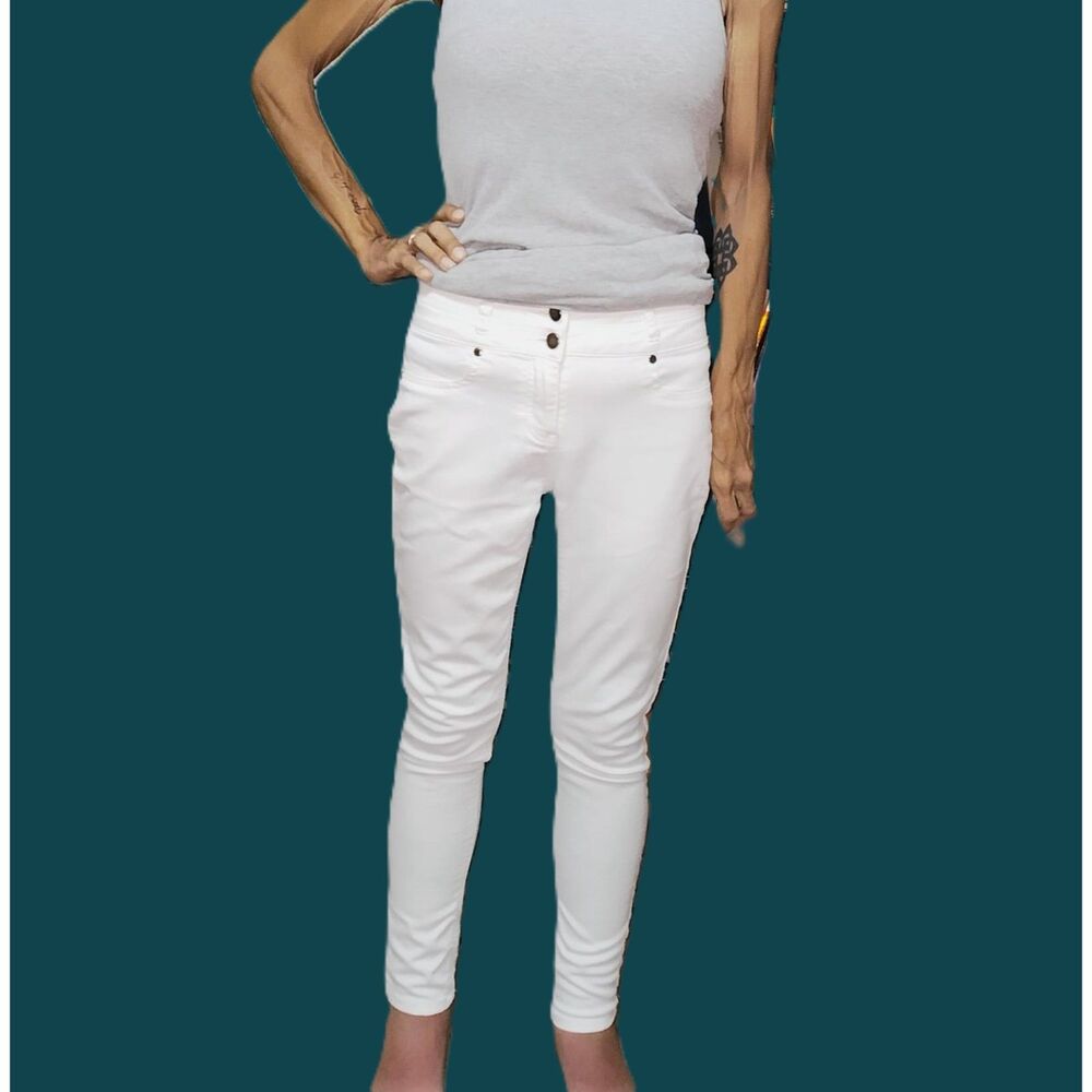 Fire Los Angeles White Stretch Skinny Jeans Size 5 | Double Button